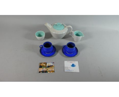 A Poole Three Piece Tea Service together with Pair of Walford Pottery Coffee Cans and Saucers 