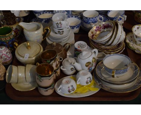 A Tray Containing Various Coffee Cans and Saucers, Child's Teaset, Teacups and Saucers, Pearl Ware Coffee Cans, Sugar Bowl an