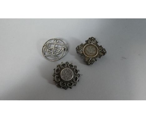 A 1959 Shetland Silver Craft Brooch and One Other 