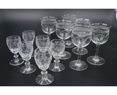 Six Stuart Crystal Sherry Glasses &amp; Six Crystal Wine Glasses plus Rose Water Jug &amp; Decanter