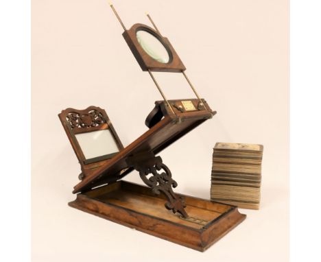 Antique Negretti &amp; Zambra Roswell Stereo Graphoscope in burr walnut veneered case C1860, English, "Opticians to the Queen