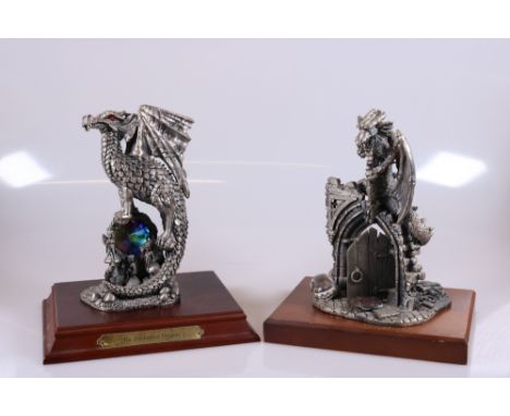 Two large "Myth and Magic" Pewter Figures, The Enchanted Dragon 1996 one year only piece with base, and Viridarium with base 