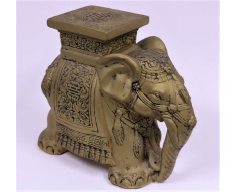Ceramic Elephant Plant Stand in Gold 43cm Height, 50cm Width