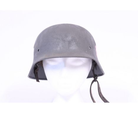 WW2 German Grey Metal Helmet - Stickers added.