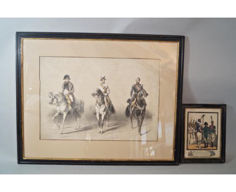 A collection of mostly early 19th century prints and engravings relating to Napoleon including an equestrian portrait after G