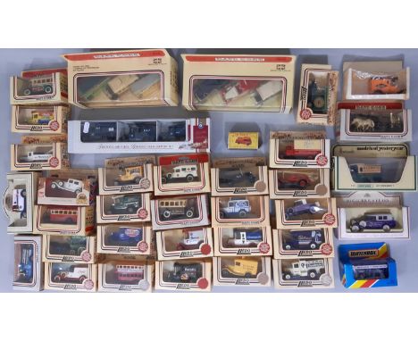 Collection of boxed model vehicles including a Lesney 'Matchbox Series' no 9 Fire Engine, 3 Lledo box sets and approx 30 vehi