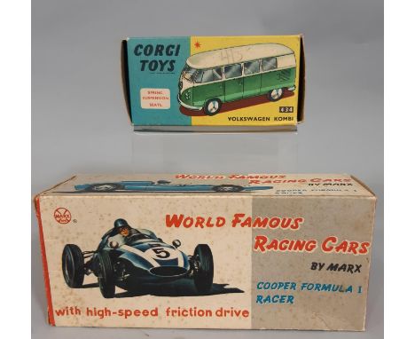 Corgi Volkswagen Kombi no 434 in original box together with a boxed 'World Famous Racing Car' by Marx (2) 