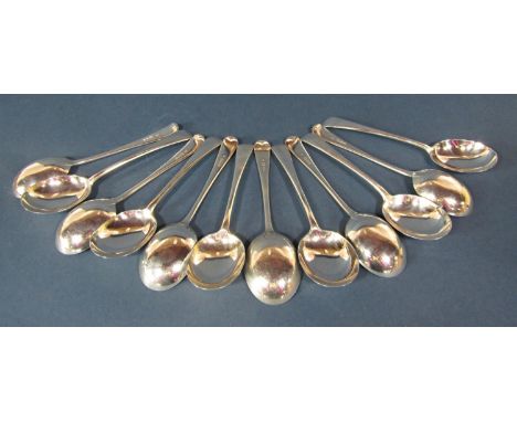 Ten silver soup spoons, London 1930, by Josiah Williams &amp; Co, 27.8oz (10) 