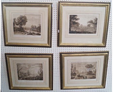 After Claude Le Lorrain (1600-1682) - Set of four sepia coloured engravings by R Earlom, three from original drawing in the c