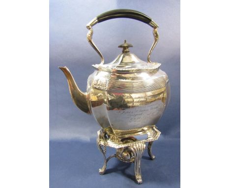 A silver spirit kettle, London 1900 by Edward Barnard &amp; Sons Ltd, 36cm high, 46oz total 