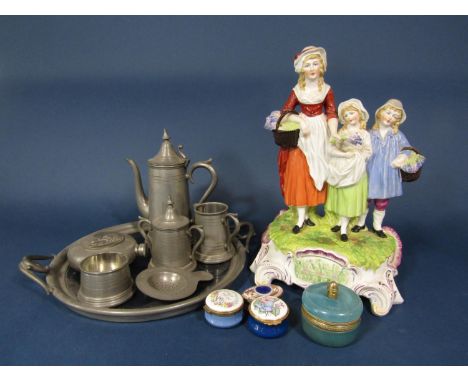 A Yardley's Old English Lavender advertising group, together with a late 18th century trinket box inscribed Trifles Shew Resp
