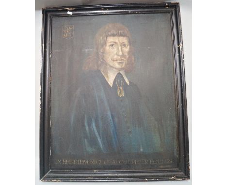 Half length portrait 17th century manner of Nicholas Culpeper, oil on canvas, inscribed In Effigiem Nicholai Culpeper Equitis