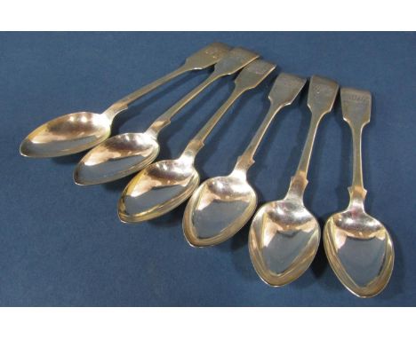 Six Victorian silver teaspoons of varying makers and dates, 4.5oz approx (6) 