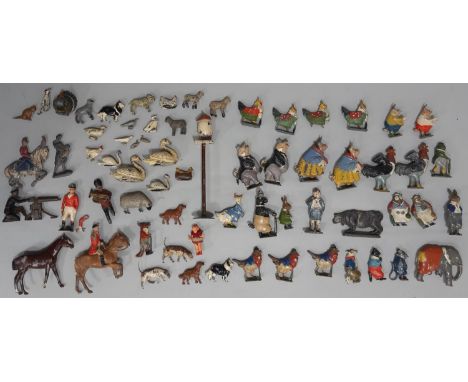 Collection of early 20th century painted lead figures including 1930's animal characters from Cadburys Cococubs promotional s