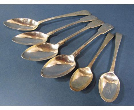 Three Georgian serving spoons, Newcastle, 1795, by Thomas Watsons, and further Georgian serving spoon and two silver dessert 
