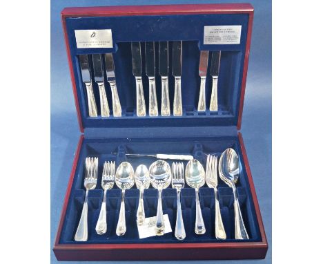 A complete canteen of Viners silver plated beaded cutlery for eight settings and an Ansley cheese knife. 