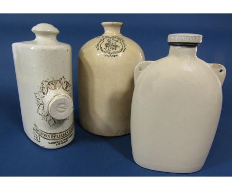 A Doulton Lambeth stoneware flagon for Wm R Adams Microbe Killer, with printed decoration of a skeleton, (with chips to neck)