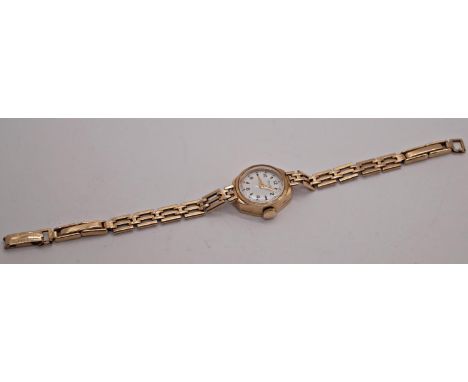 Rotary 9ct gold ladies cocktail watch with 9ct gold link bracelet, 12g gross 