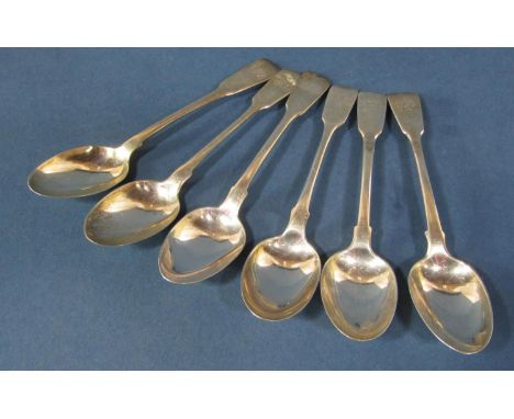 Six silver Georgian teaspoons, various makers, 3oz approx 