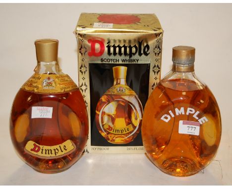 Dimple old blend scotch whisky, 26fl.ozs, 70° proof, three bottles