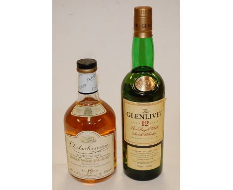 Dalwhinnie 15 year old single Highland malt scotch whisky, 70cl, 43%, one bottle; and The Glenlivet aged 12 years pure single