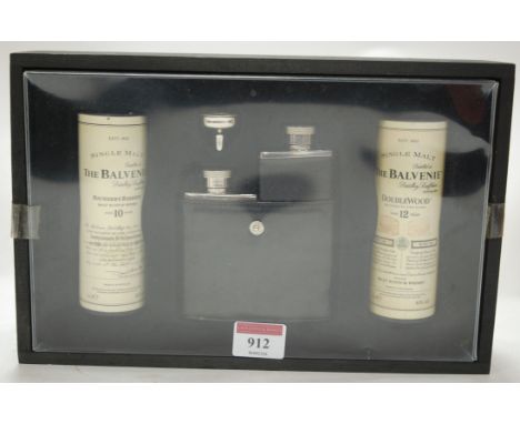Balvenie gift set, comprising two malt whisky miniatures, with hip flask
