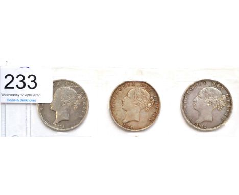 Victoria, 3 x Young Head Halfcrowns comprising: 1874 light obv. contact marks, good edge, GFine 1876 obv. contact marks & min