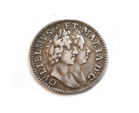 William & Mary Maundy Fourpence 1689 first busts, I over original first E in GVLEELMVS corrected to read GVLIELMVS, traces of