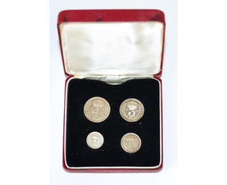George VI, Maundy Set 1942, 4d, 3d, 2d & 1d, light blue/gold tone, in modern case, UNC