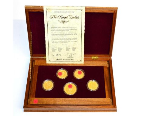 Australia Gold Proof Set 1992 'The Royal Ladies' comprising 4 x 250 dollars, each 16.95g of 22ct gold, with rev portraits of 