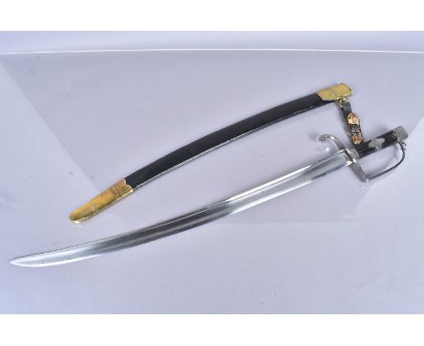 A 15th King's Light Dragoon's Officer's Spadroon, with 63cm long single edged curved blade, unmarked, with white metal collar