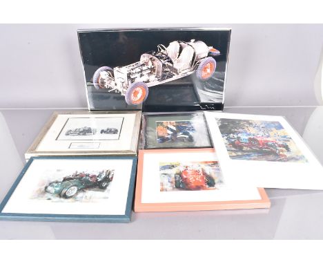 Limited Edition and Furnishing Prints of Vintage Racing Cars, various examples, a pair of limited edition signed prints by Jo