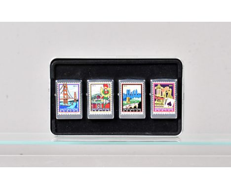 Destination Series, the four Zippo lighter set comprising No.1 San Francisco Bay, No.2 French Quarter, No.3 NY City Skyline a
