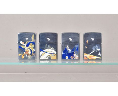 A 2005 Camel Euro Zippo lighter set, containging all four in the set, Pulse, Potion, Freedom and Vibe, all within the origina