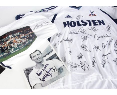 Tottenham Hotspur Shirts, two shirts, one Holsten sponsor with Stephen Carr No2 to reverse with twenty plus signatures of Led
