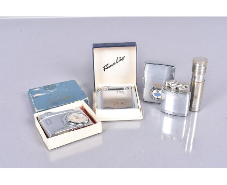 A 1985 brushed chrome Zippo lighter, with HMS Invincible insignia to the front, together with a Kron lighter, made in England