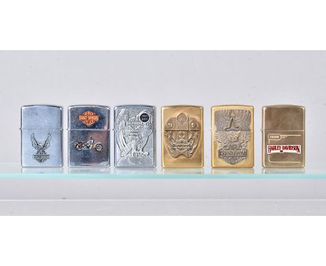 Harley Davidson, an assortment of Harley Davidson Zippo Lighters, to include a 1994 FXDB Daytona on polished chrome, a 1996 L