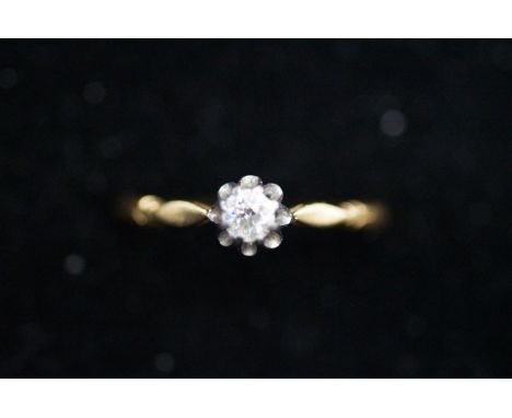 18ct Gold &amp; platinum ring set with solitaire diamond, diamond size approx 0.25 carat, Size K