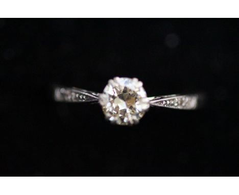 Solitaire diamond ring, approx 0.65 carat set in platinum Size N 