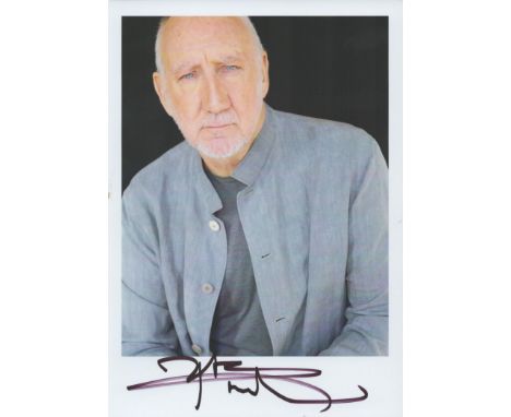 Pete Townshend signed 7x5 colour photo. Townshend is an English musician. He is co-founder, leader, guitarist, second lead vo