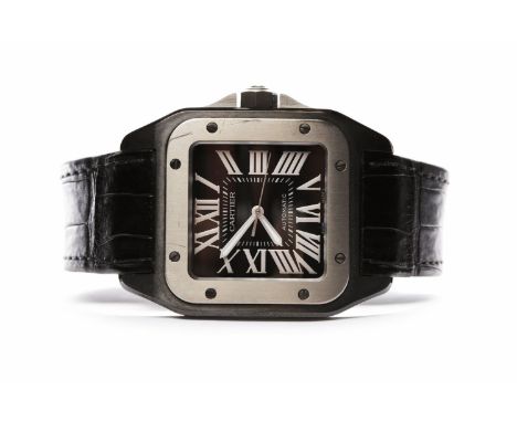 GENTLEMAN'S CARTIER SANTOS 100 AUTOMATIC TITANIUM AND PVD COATED WRIST WATCHpurchased 2012, Model W2020010, reference 2656258
