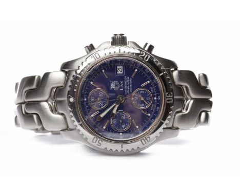 GENTLEMAN'S TAG HEUER LINK CHRONOMETER OFFICIALLY CERTIFIED 200 METERS  STAINLESS STEEL WRIST WATCHthe round blue dial with a