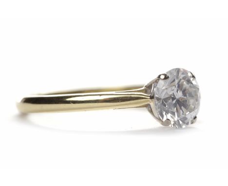 DIAMOND SOLITAIRE RINGthe round brilliant cut diamond of approximately 1.05 carats, in eighteen carat gold, size L-M