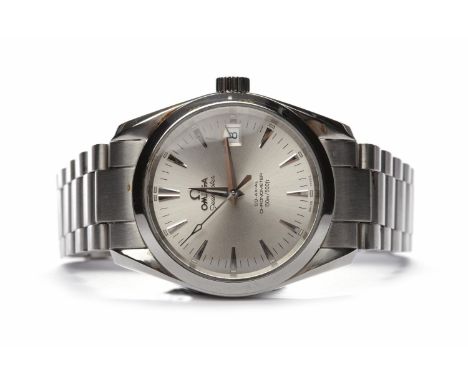 GENTLEMAN'S OMEGA SEAMASTER CO-AXIAL CHRONOMETER STAINLESS STEEL AUTOMATIC WRIST WATCHthe round silver dial with wedge hour m