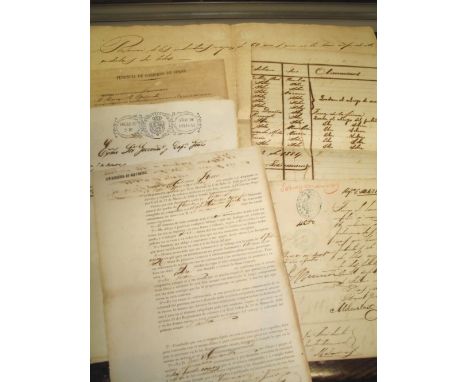 SLAVERY / CUBA.  Group of manuscript documents recording the sale and transport of slaves / coolies, including a 'passenger l