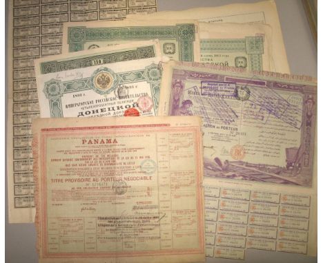 SHARE CERTIFICATES.  Quantity of international share certificates, including Para Port (Brazil), Indochina, Russia, Turkestan