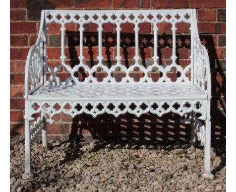 A REGENCY STYLE SAND CAST ALUMINIUM GARDEN BENCH 89cm wide