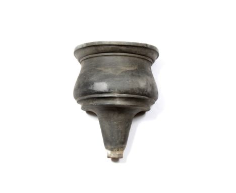 A LEAD HOPPER HEAD converted for use as a wall hanging planter, 33cm wide x 41cm high
