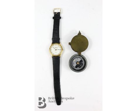 Raymond Weil gentleman's wrist watch on buffalo calf strap, together with a small compass.