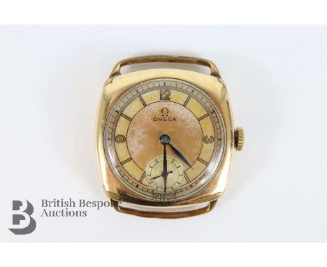 Vintage gold-plated Omega wrist watch. The watch having a champagne chapter ring with beige center, gold-coloured Arabic and 